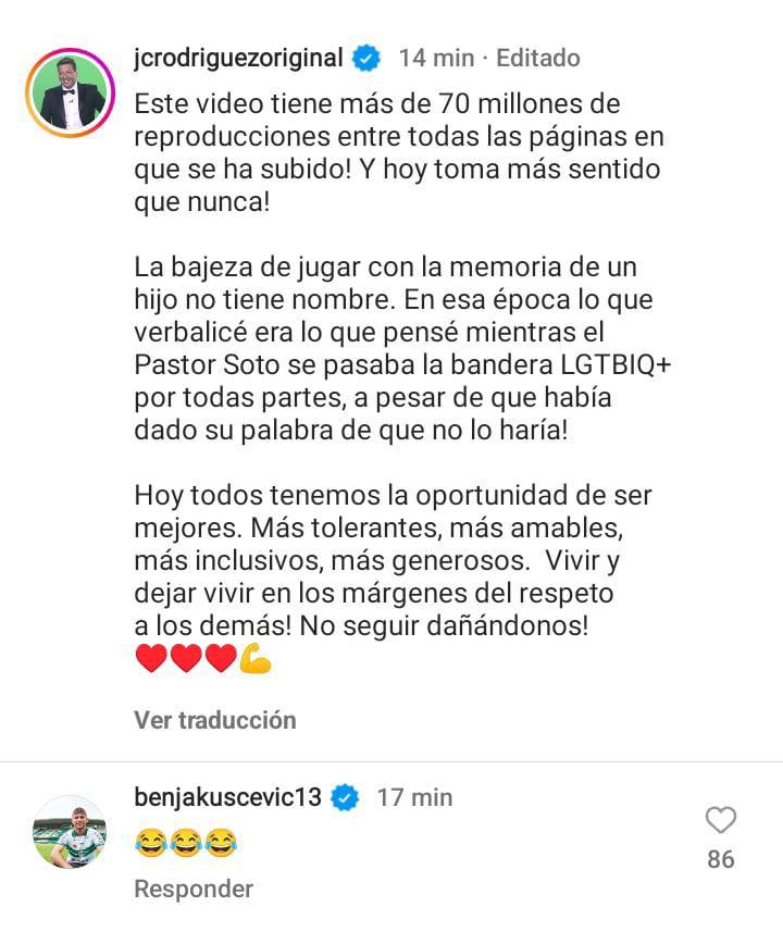 Las risas de Benjamín Kuscevic tras el video de Julio César Rodríguez burlándose del Pastor Soto - Captura