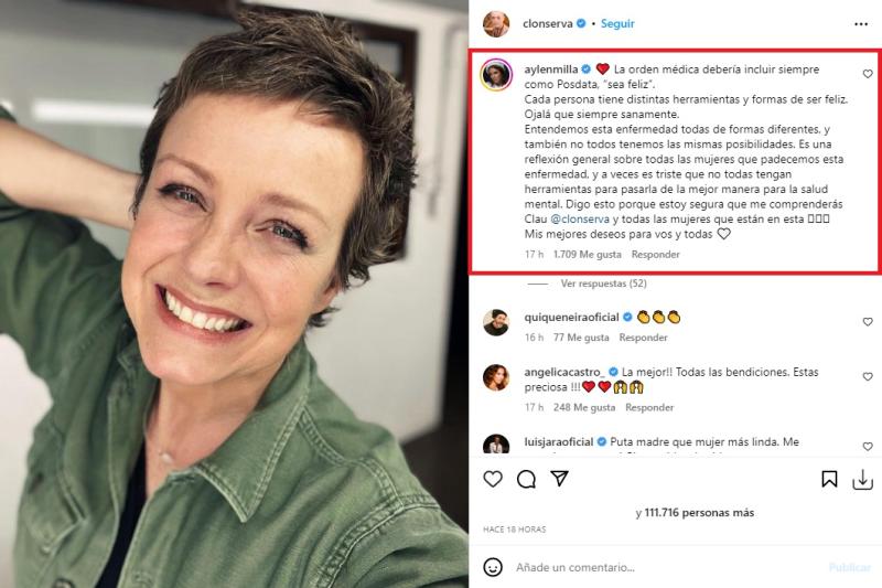 Instagram (@clonserva) - Mensaje de Aylén Milla a Claudia Conserva