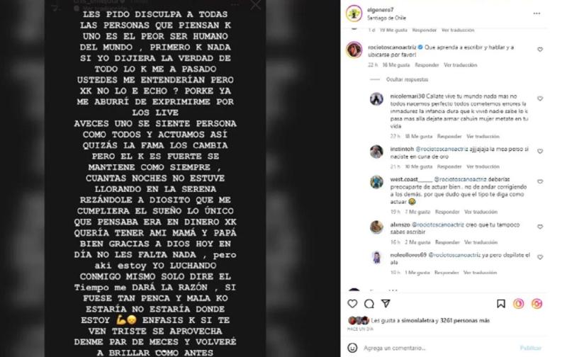 Instagram @elgénero7 - Declaraciones de Cris MJ.