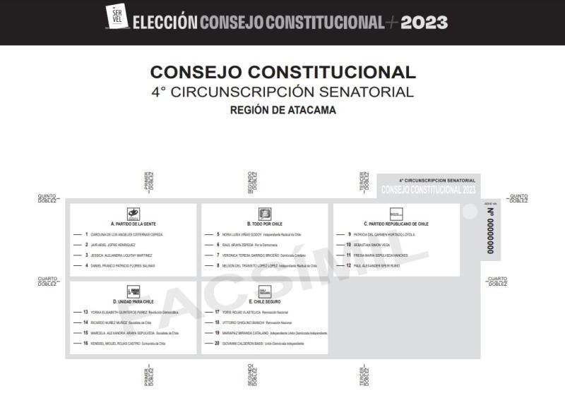 Servel - Papeleta elecciones al Consejo Constitucional