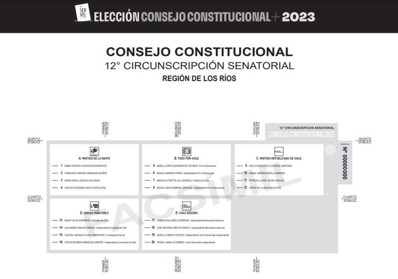 Servel - Papeleta elecciones al Consejo Constitucional