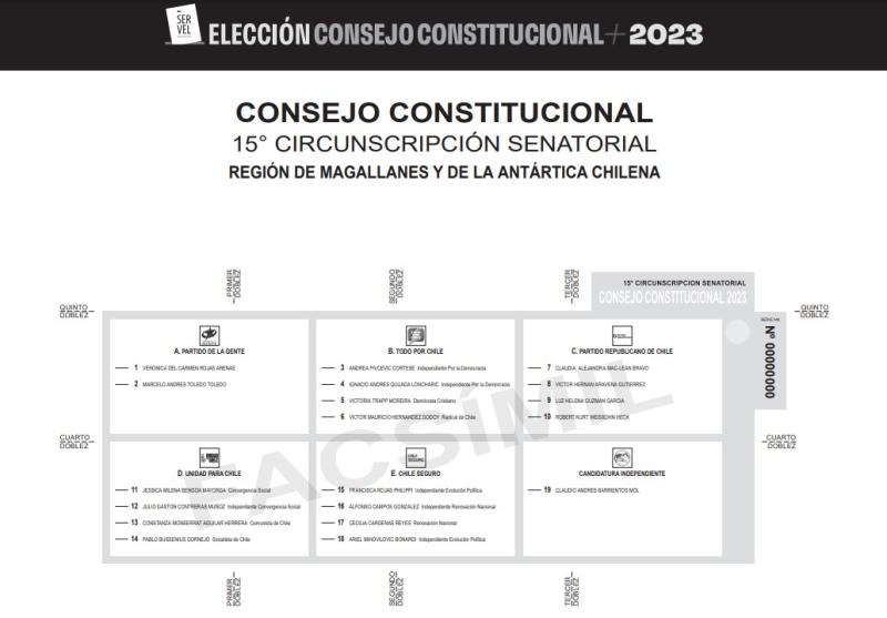 Servel - Papeleta elecciones al Consejo Constitucional