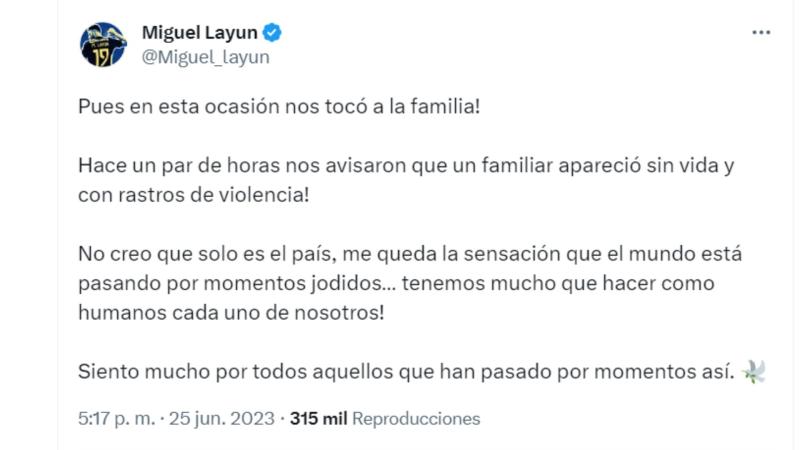 El futbolista mexicano Miguel Layún contó en Twitter una lamentable noticia familiar. / Foto: Twitter