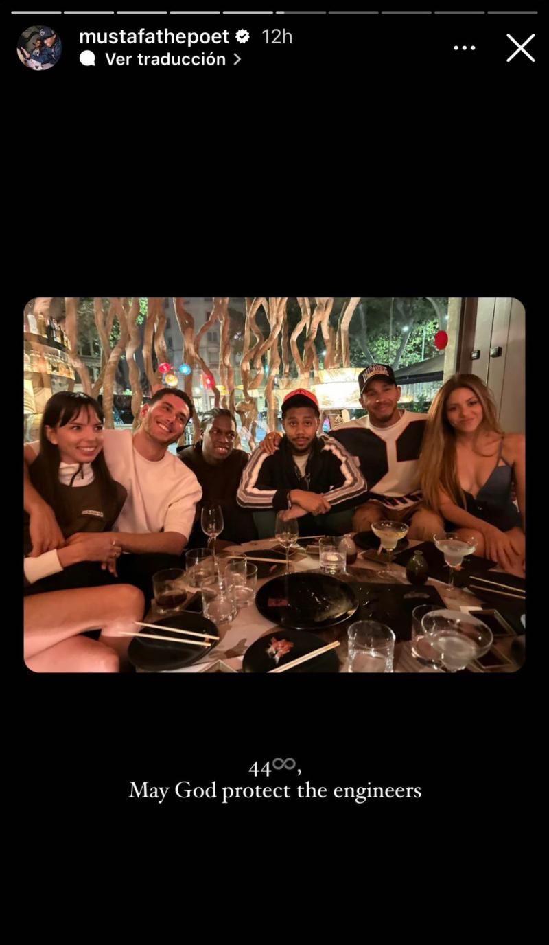 Instagram (@mustafathepoet) - Shakira y Lewis Hamilton