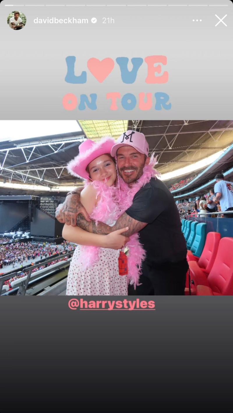 David Beckham junto a su hija Harper en el concierto de Harry Styles.