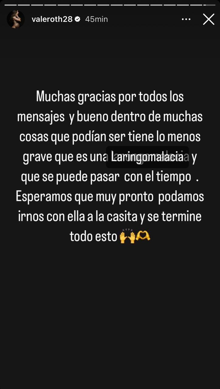 Instagram (@valeroth28) - Mensaje de Valentina Roth