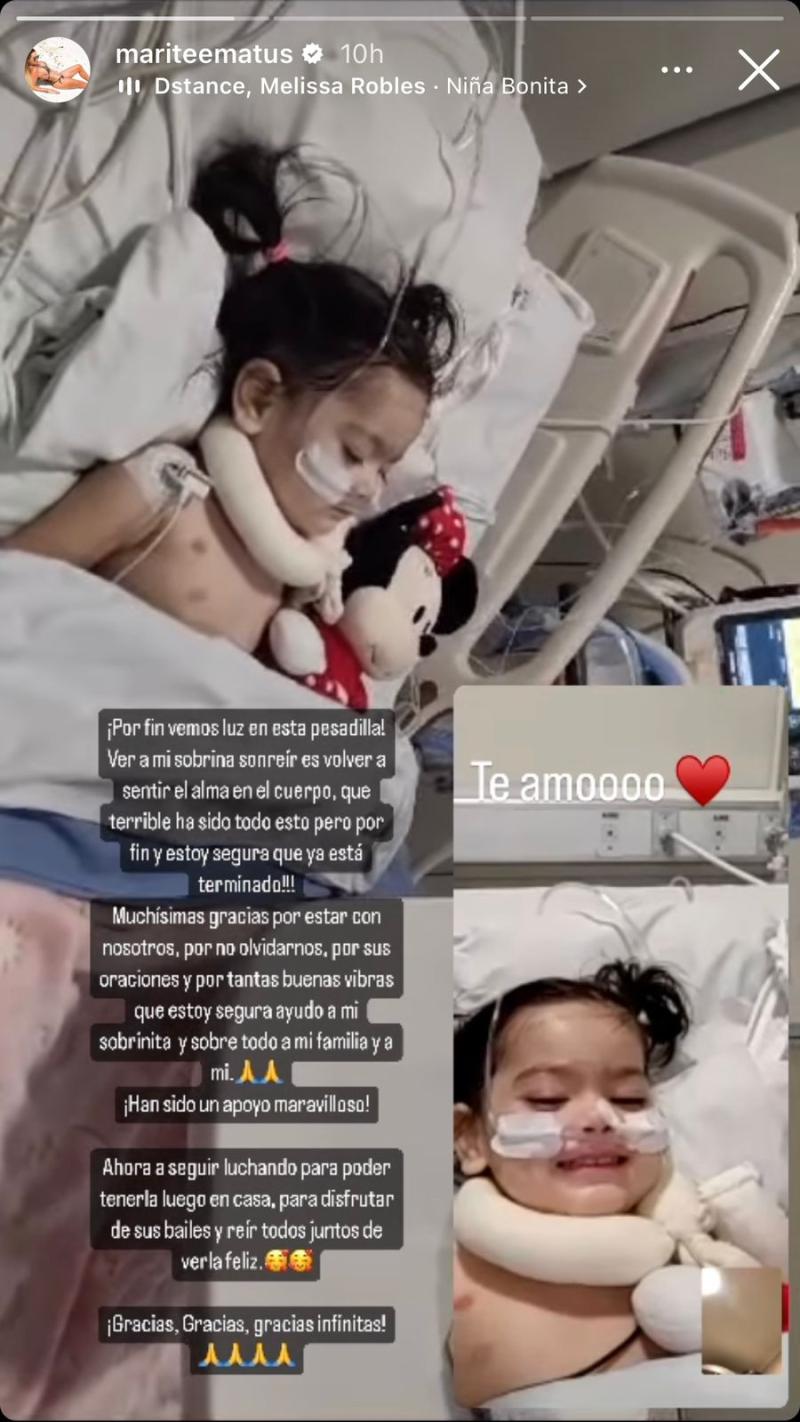 La publicación de Marité Matus sobre el estado de su sobrina.