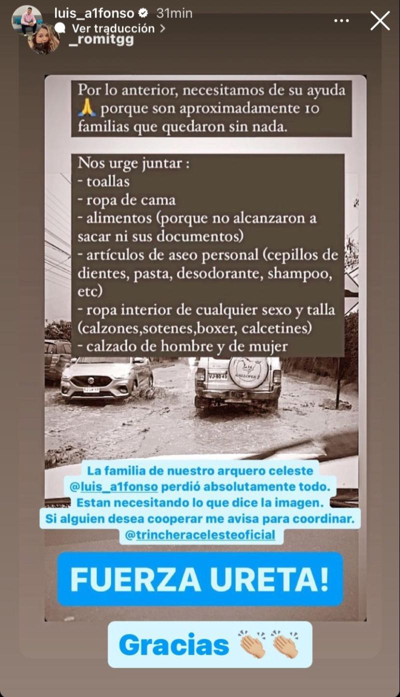 Familia de Luis Ureta, portero de O'Higgins, perdió su casa por inundaciones - Instagram