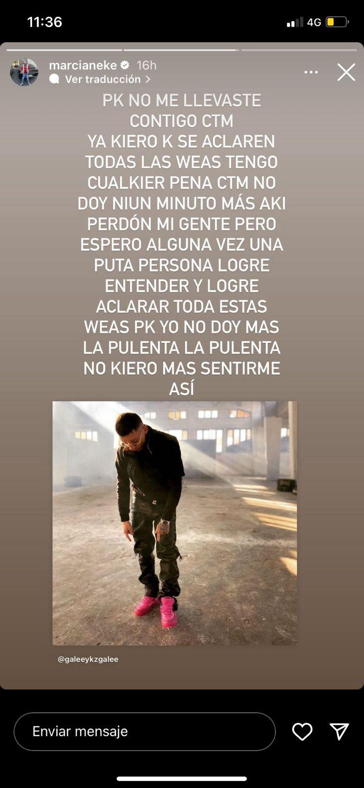 "Tengo cualquier pena": El sentido mensaje de Marcianeke a un mes de la muerte de Galee Galee