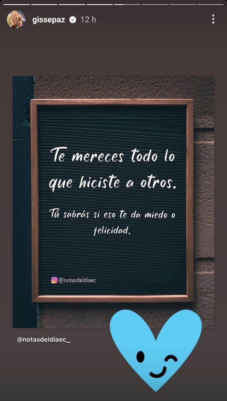 Gissella Gallardo publicó una potente frase en medio de su separación con Mauricio Pinilla. / Foto: @gissepaz