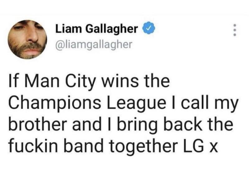 La promesa de Liam Gallagher por el título del Manchester City - Captura