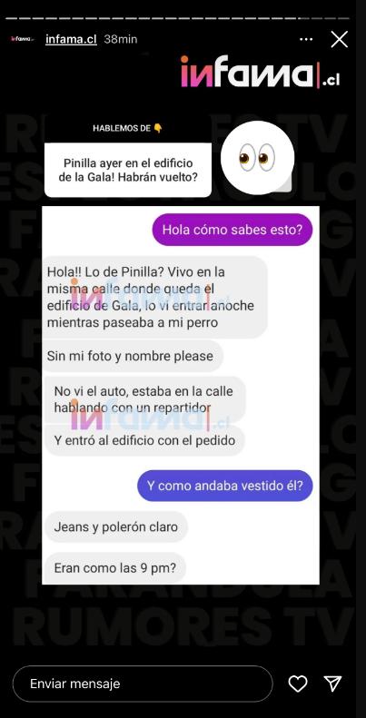 Descubren a Mauricio Pinilla en el edificio de Gala Caldirola. (Infama)