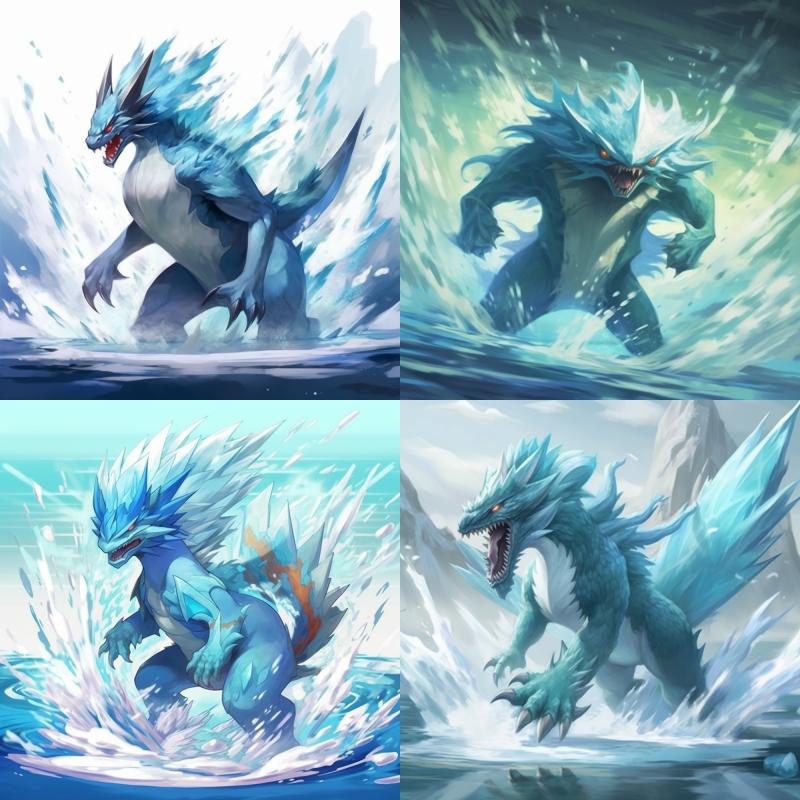 Aquamare, Pokémon tipo agua según Midjourney