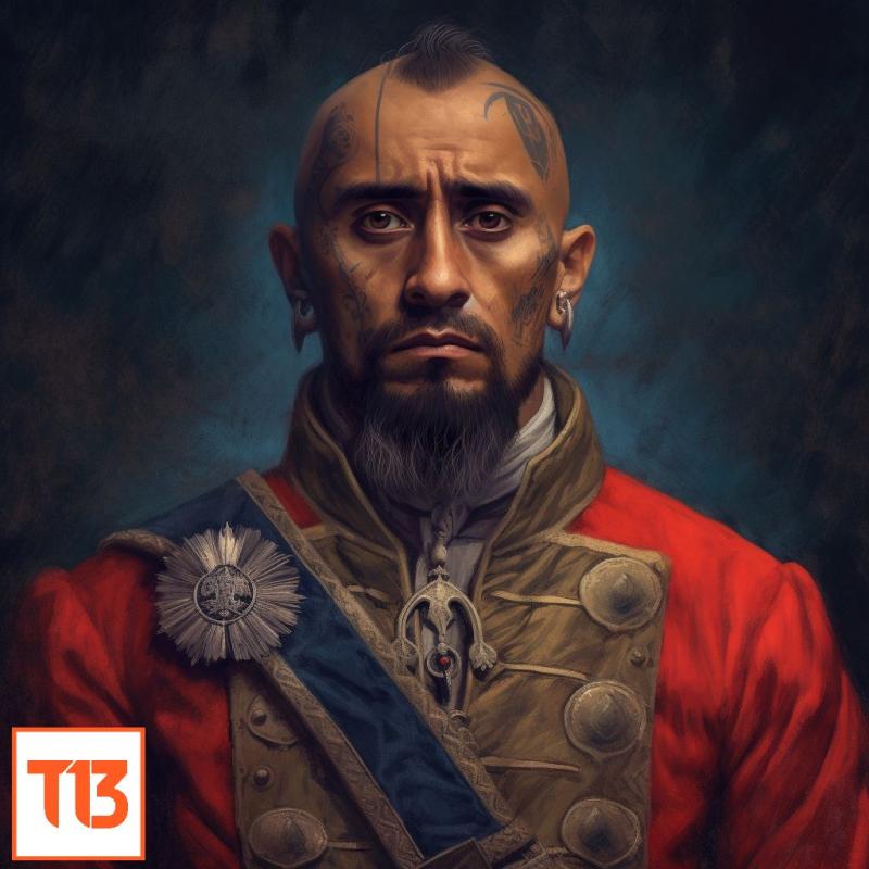 Midjourney/T13 - Alexis Sánchez como héroe patrio