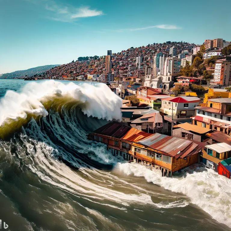 Valparaíso azotado por un tsunami según la IA