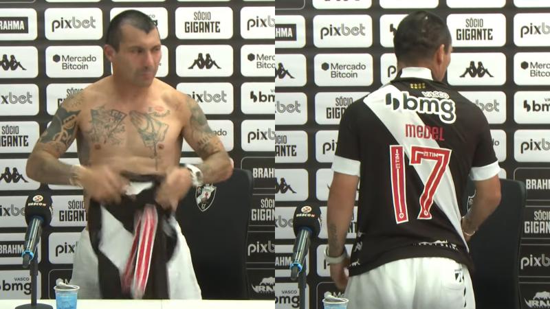 Gary Medel lució su tatuaje de la UC en presentación con Vasco da Gama. / Foto: Captura