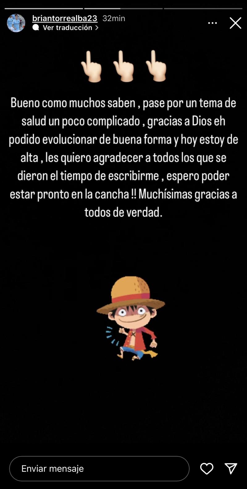 Brian Torrealba fue dado de alta tras sufrir afección cardiológica.
