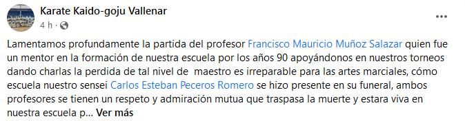 Mensajes por la muerte de Francisco Múñoz (Facebook)