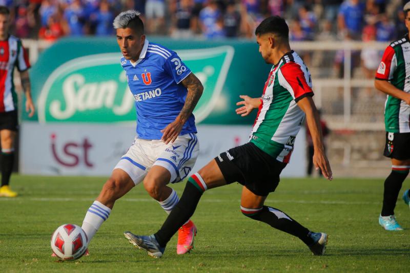 La U recibe a Palestino en Santa Laura por la fecha 18 del Campeonato Nacional 2023. Crédito: Photosport.