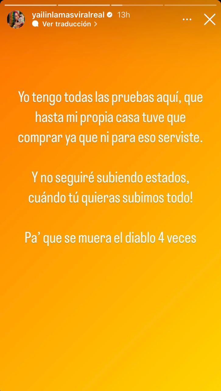 Instagram (@yailinlamasviralreal) - Acusación de Yailin contra Anuel AA