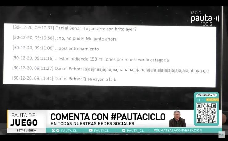 La conversación de Daniel Behar pidiendo el descenso de Deportes La Serena - Captura