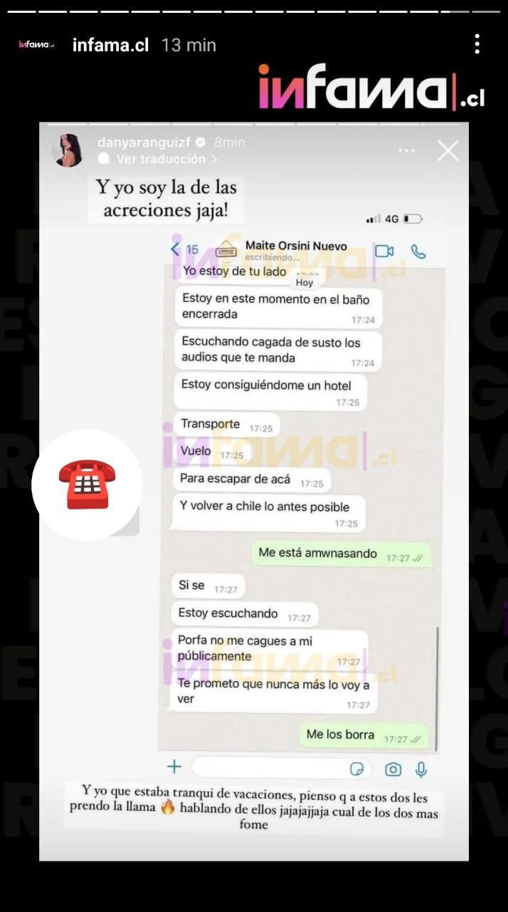Daniela Aránguiz reveló conversación con Maite Orsini. / Foto: Infama