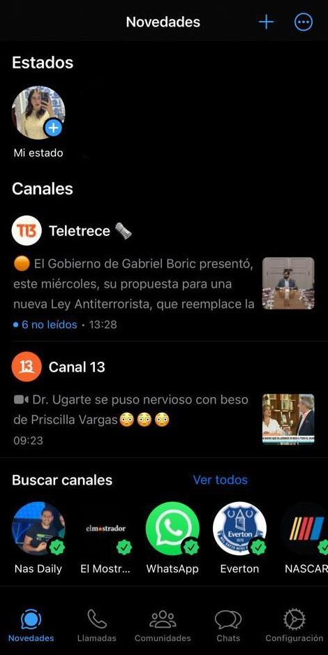 Canales de Canal13 y T13 en WhatsApp
