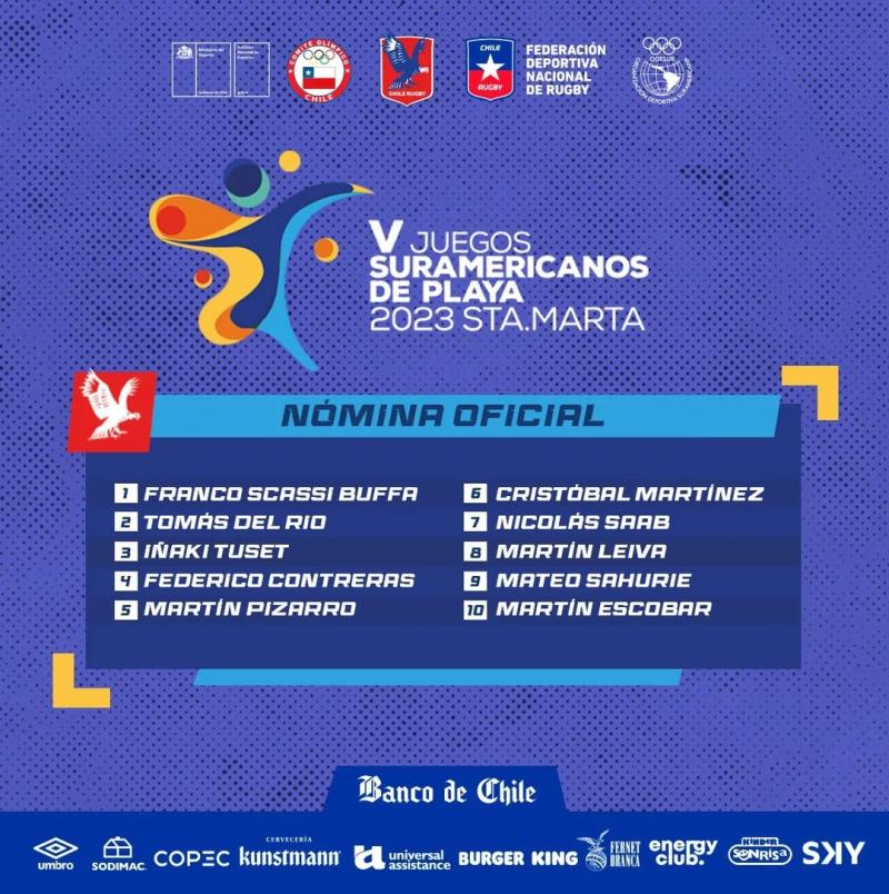 La nómina de Los Cóndores seven para los Juegos Suramericanos de playa Santa Marta 2023 - Instagram