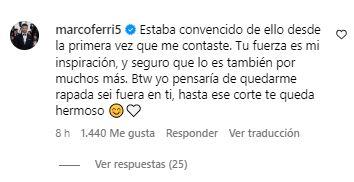 Instagram - El mensaje de Marco Ferri a Aylén Milla