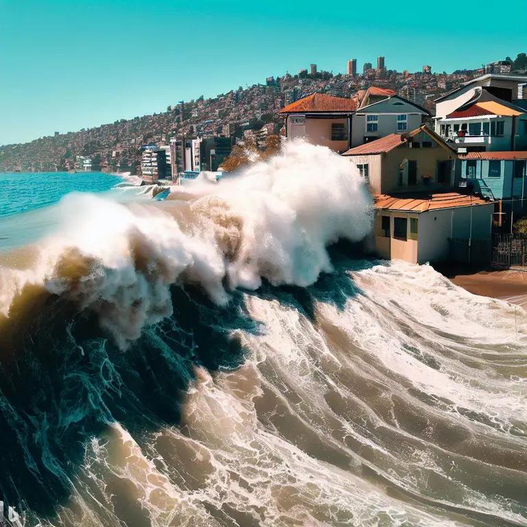 Valparaíso azotado por un tsunami según la IA