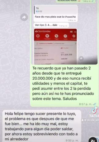 Captura Instagram conversación @fiturrieta y exintegrante de "Perla", Cristóbal Romero