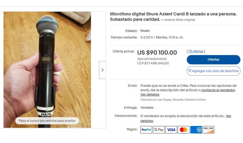 Micrófono que arrojó Cardi B al público es subastado