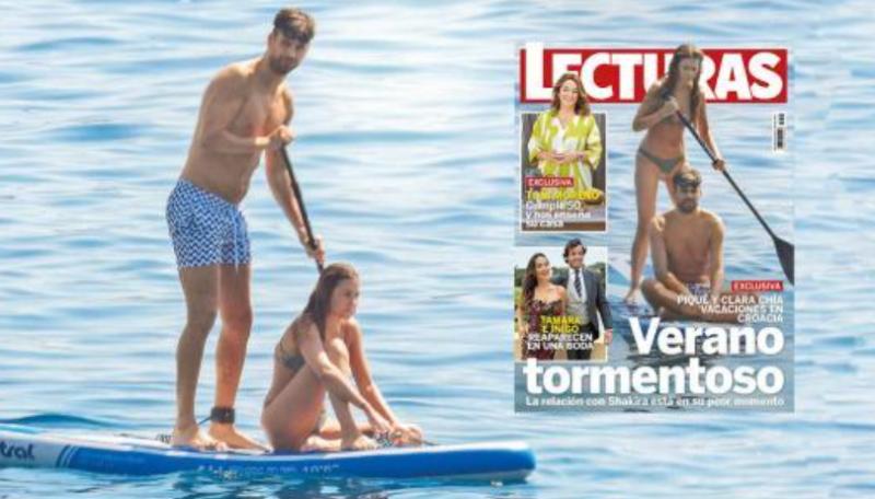 Gerard Piqué y Clara Chía captados en Croacia. Créditos: Revista 'Lecturas'.