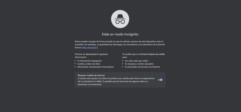 "Modo Incógnito" de Google Chrome