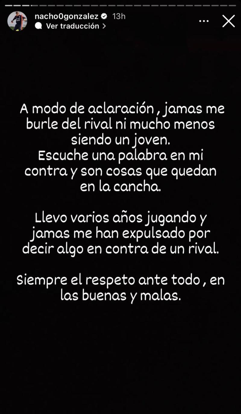 La aclaración de Ignacio González tras el encontrón con Jeison Fuentealba - Créditos: Instagram