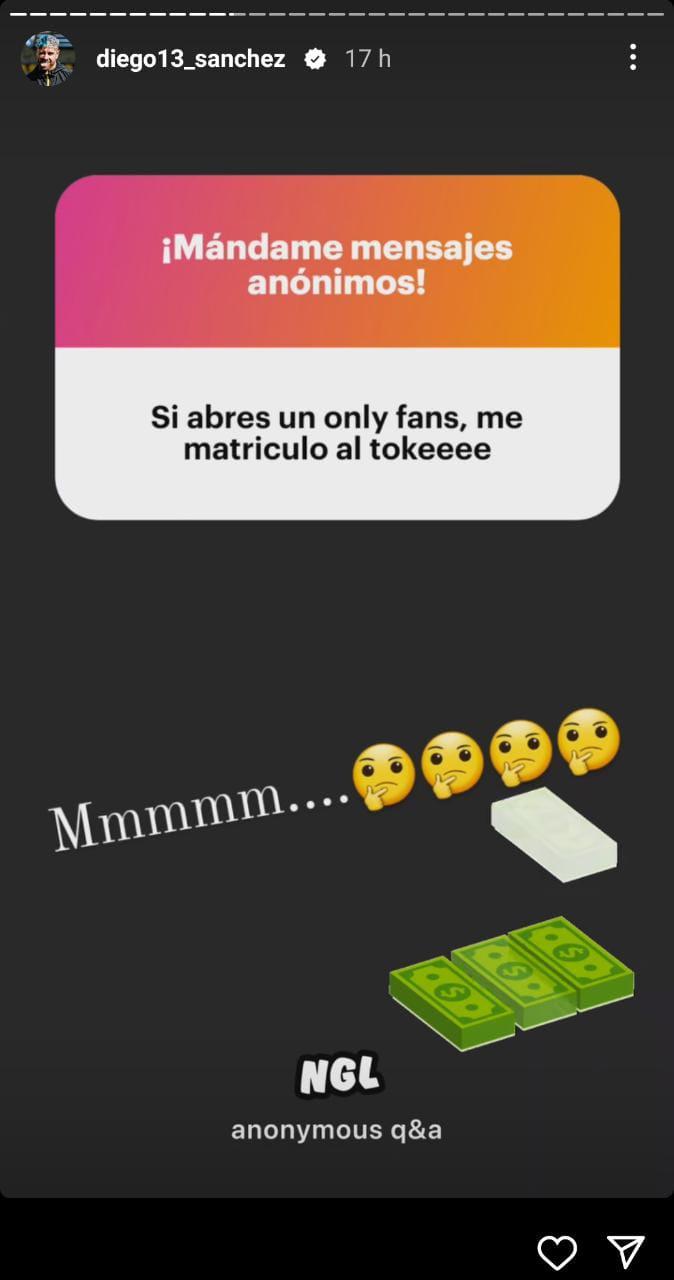 La respuesta de Diego Sánchez en su cuenta de Instagram.