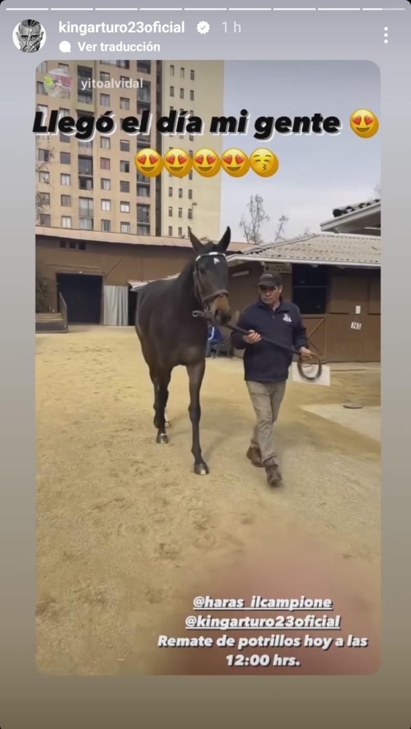 Arturo Vidal promocionó el remate de sus potrillos a través de su cuenta de Instagram. / Foto: Instagram