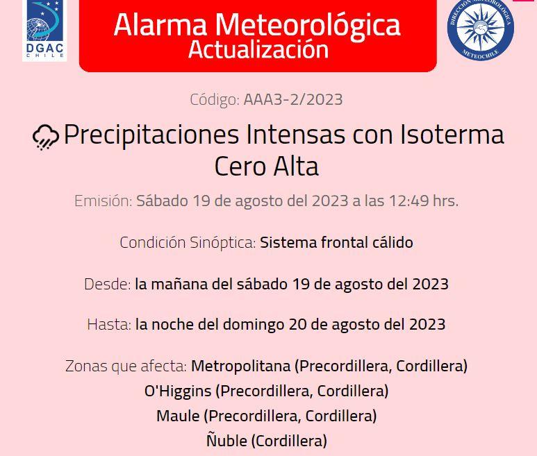 Sistema frontal: Extienden alarma meteorológica hasta la Región del Ñuble