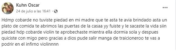 Facebook/Oscar Kuhn - El descargo del joven