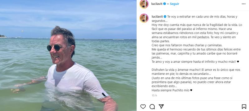 El último adiós de Lucila Vit a su padre recién fallecido.