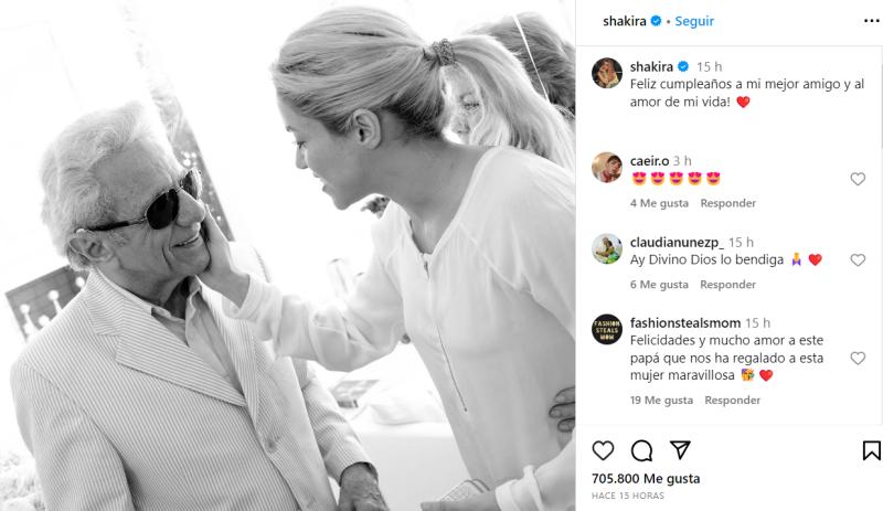 Shakira reconoció a su padre como el "amor de su vida".