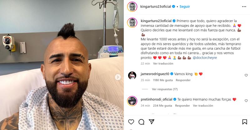 Arturo Vidal: "Me levantaré con más fuerza que nunca"
