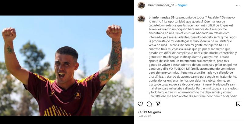 Brian Fernández: "Mi enfermedad no me dejó seguir"