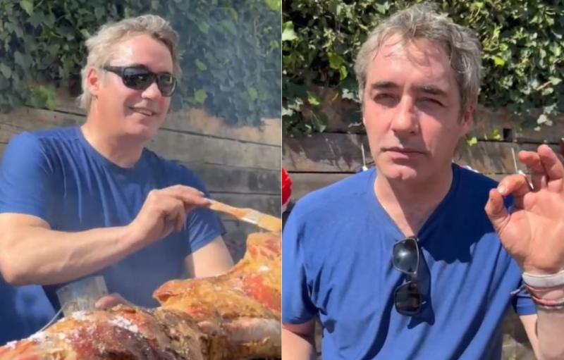 TikTok @joserepenning - José Luis Repenning tuvo dificultades para asar un cordero