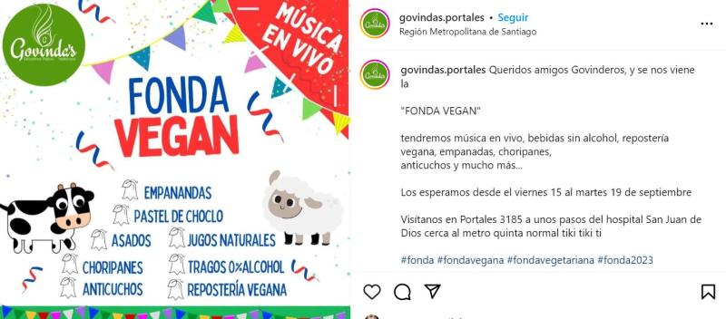 Fonda Vegana en Santiago
