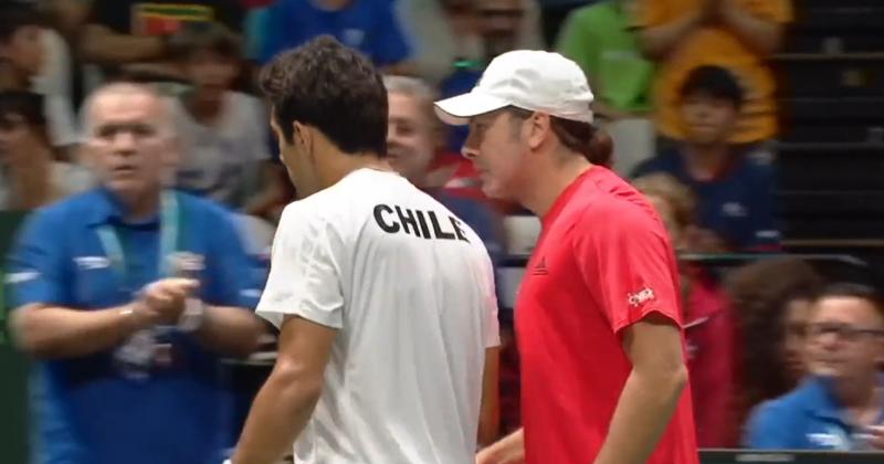 Nicolás Massú alentando a Cristian Garin - Créditos: Copa Davis