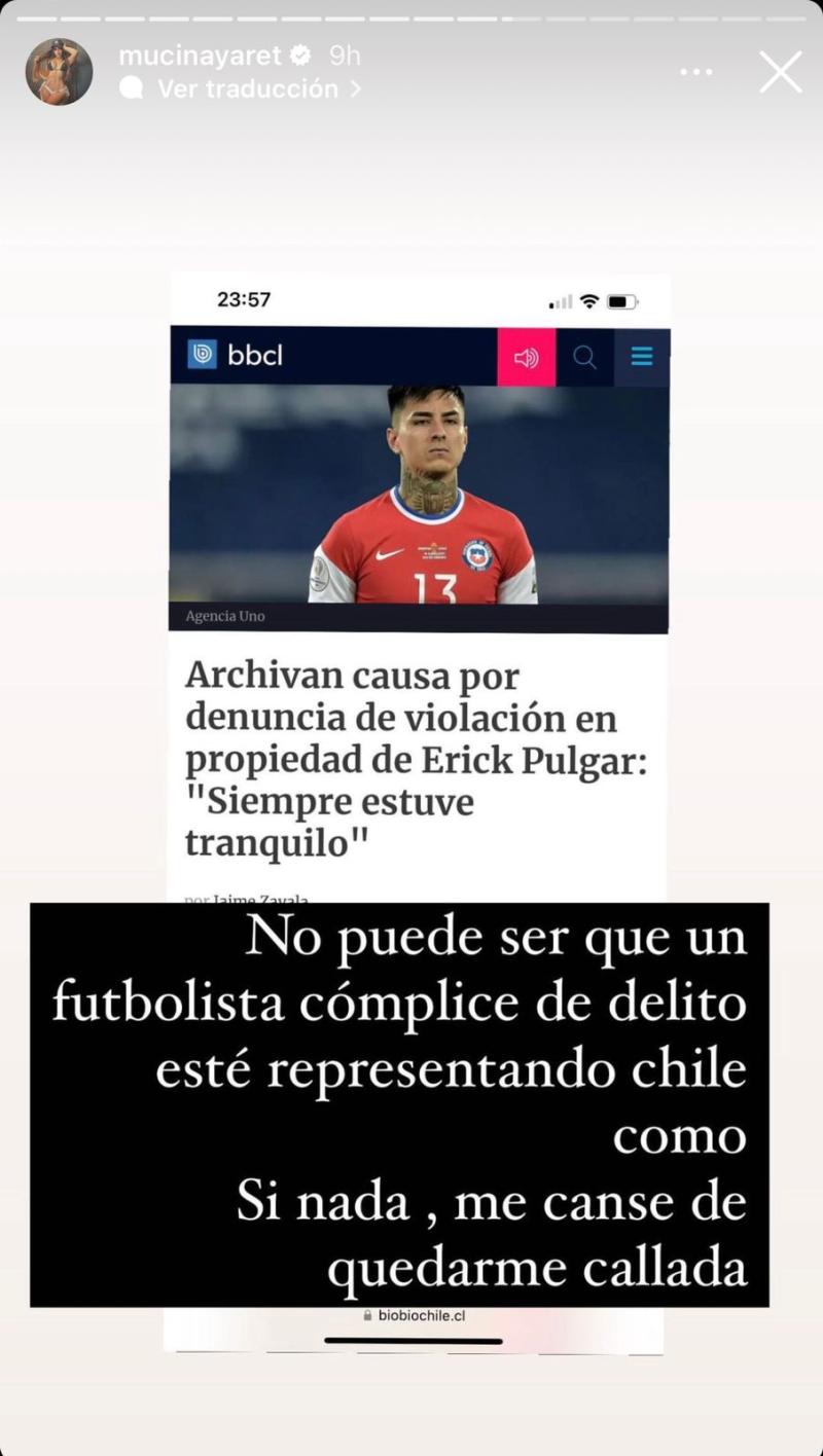 Nayaret Muci se lanzó contra Erick Pulgar a través de redes sociales - Créditos: Instagram