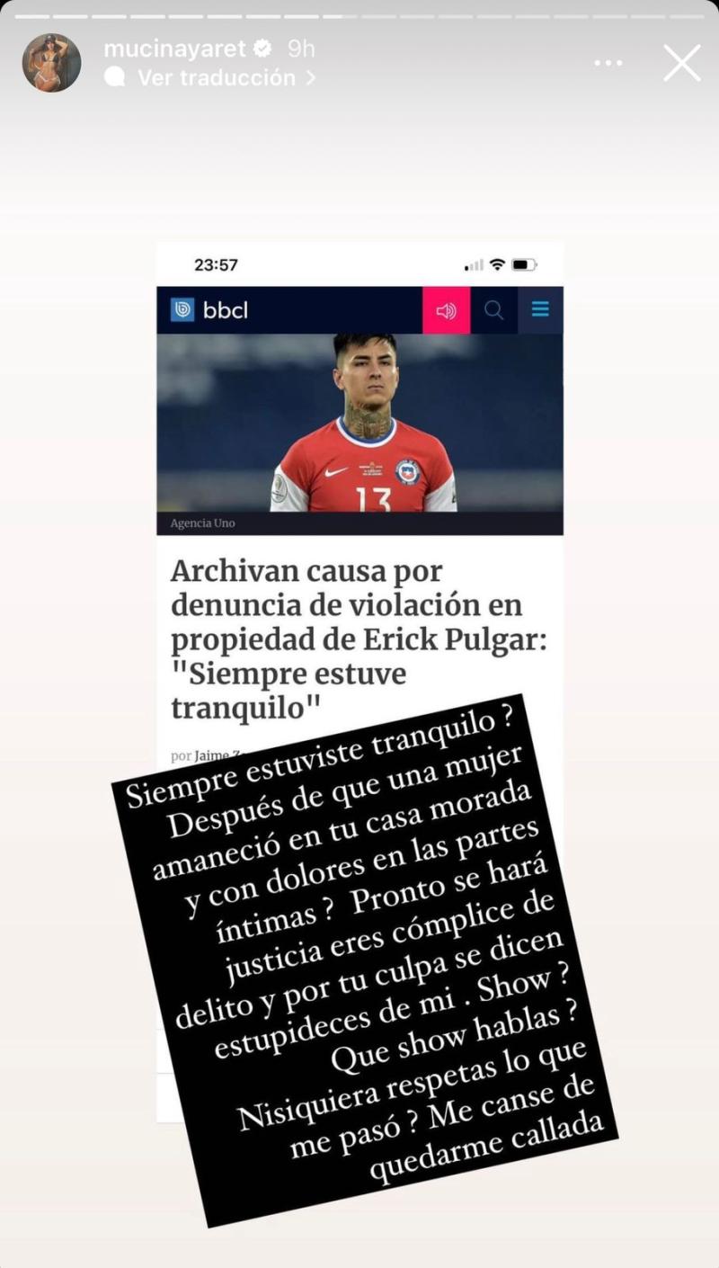 Nayaret Muci se lanzó contra Erick Pulgar a través de redes sociales - Créditos: Instagram