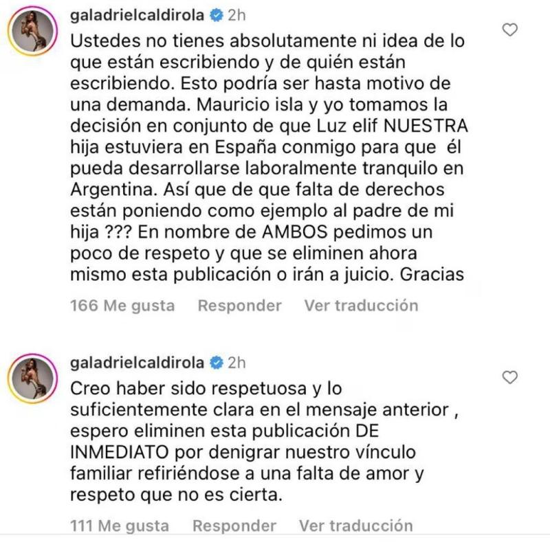 Mauricio Isla y Gala Caldirola respondieron con todo a la organización Amor de Papá. / Foto: Instagram
