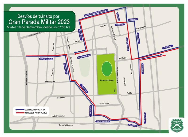 Desvíos en Santiago por Parada Militar 2023